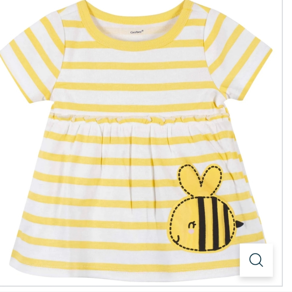 3-Piece Baby & Toddler Girls Bee Garden Dress, Diaper Cover & Headband Set 12 Mo - Picture 10 of 14